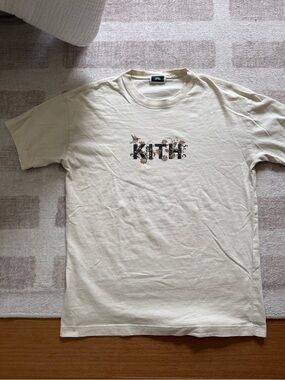 Kith Cream Short-Sleeve Tee with Floral Logo Small